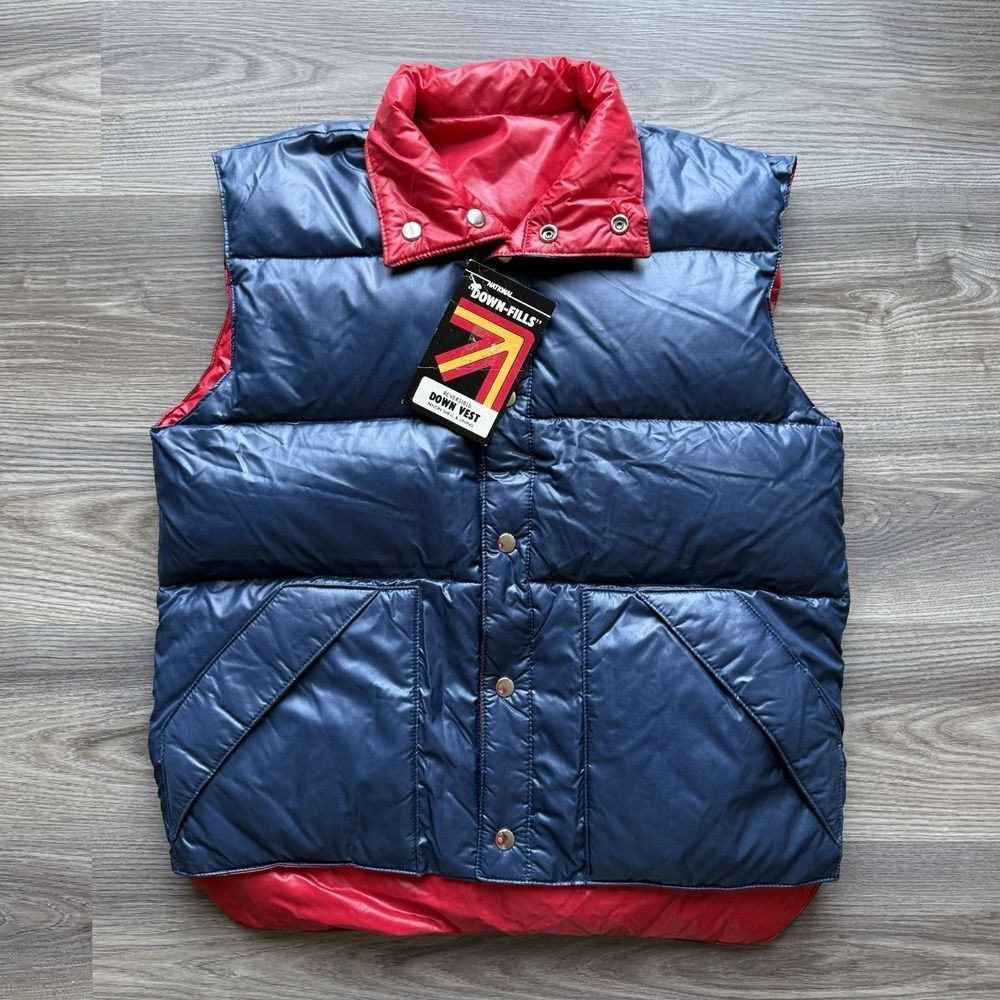 VTG 70s NWT Swan Down Puffer Vest 80s Reversible Western Mountaineer Small Rare